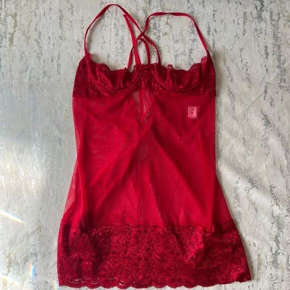 Shirley of Hollywood Sexy Red Lace Teddy - Picture 3 of 9